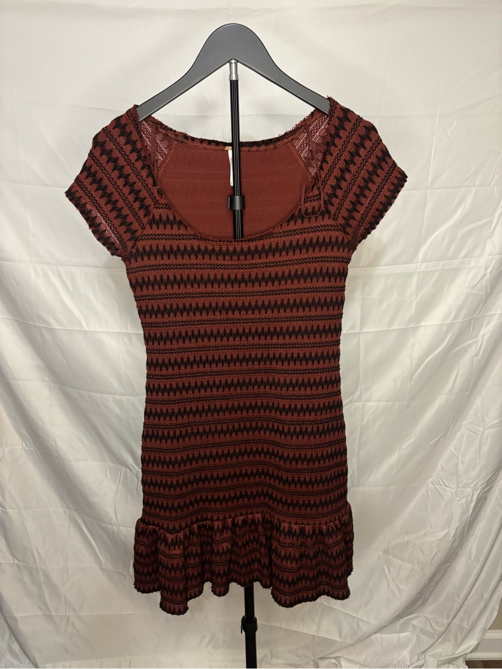 Free People Rust and Black Knit Mini Dress